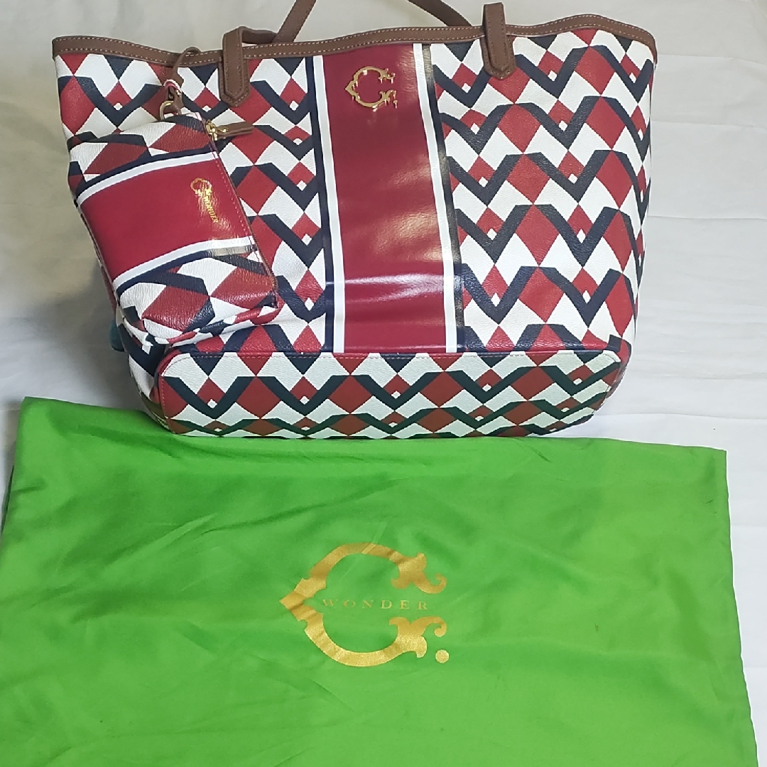 C. Wonder Red And White Chevron Tote Bag
